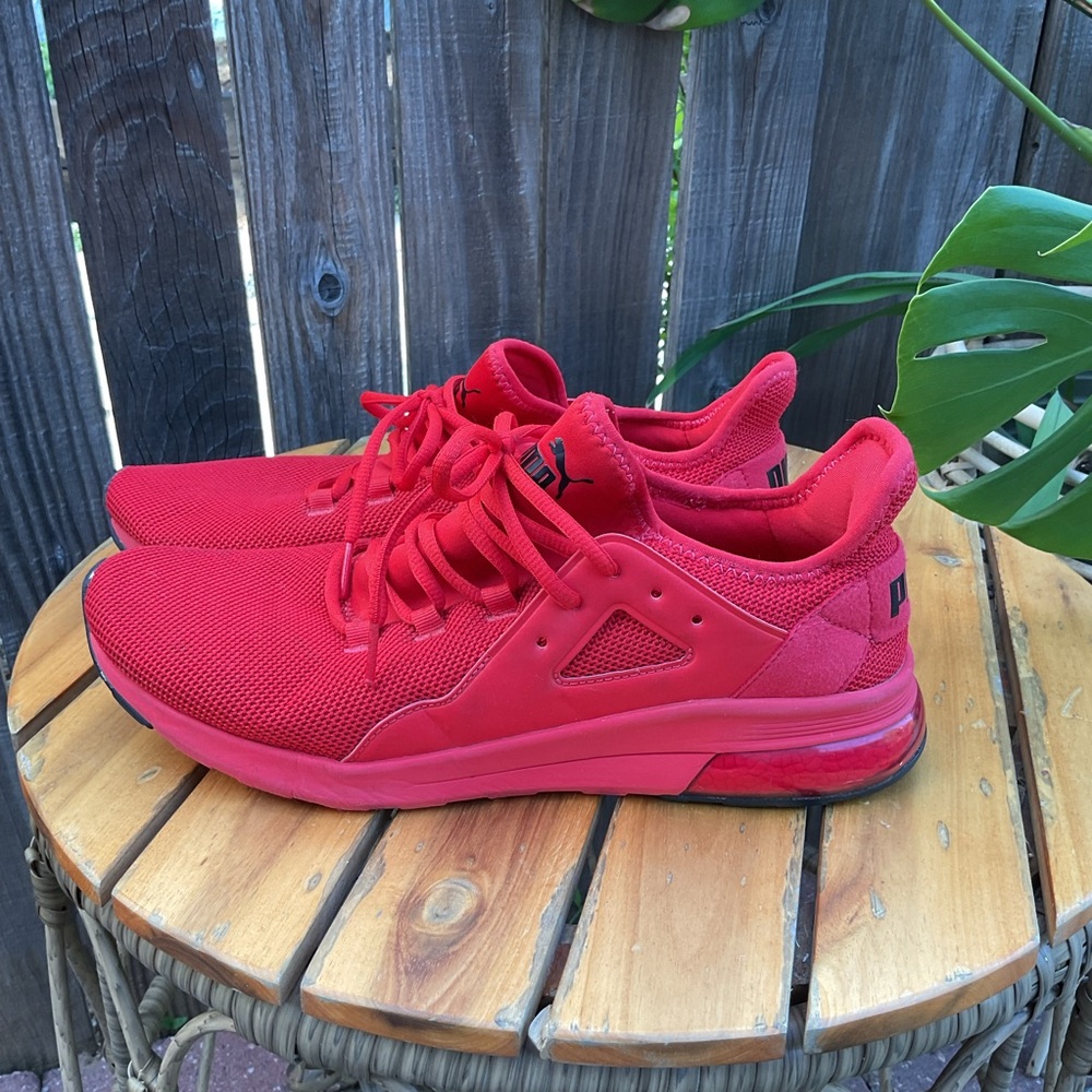 Puma Red Sneakers with Breathable Upper and Cushioned Sole